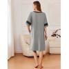 Ekouaer Women Zipper Robe Short Striped Sleeves Lightweight Robes Color Block Bathrobe Soft Sleepwear with Pockets S-3XL(Grey)