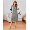 Ekouaer Women Zipper Robe Short Striped Sleeves Lightweight Robes Color Block Bathrobe Soft Sleepwear with Pockets S-3XL(Grey)