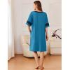 Ekouaer Women Zipper Robe Short Striped Sleeves Lightweight Robes Color Block Bathrobe Soft Sleepwear with Pockets S-3XL(Lake Blue)