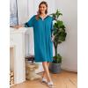 Ekouaer Women Zipper Robe Short Striped Sleeves Lightweight Robes Color Block Bathrobe Soft Sleepwear with Pockets S-3XL(Lake Blue)
