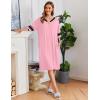 Ekouaer Women Zipper Robe Short Striped Sleeves Lightweight Robes Color Block Bathrobe Soft Sleepwear with Pockets S-3XL(Pink)