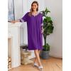 Ekouaer Women Zipper Robe Short Striped Sleeves Lightweight Robes Color Block Bathrobe Soft Sleepwear with Pockets S-3XL(Purple)