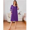 Ekouaer Women Zipper Robe Short Striped Sleeves Lightweight Robes Color Block Bathrobe Soft Sleepwear with Pockets S-3XL(Purple)