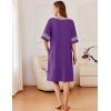Ekouaer Women Zipper Robe Short Striped Sleeves Lightweight Robes Color Block Bathrobe Soft Sleepwear with Pockets S-3XL(Purple)