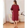 Ekouaer Women Zipper Robe Short Striped Sleeves Lightweight Robes Color Block Bathrobe Soft Sleepwear with Pockets S-3XL(Wine Red)