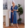 Ekouaer Women Zipper Robes Knit Short Sleeve House Coat Soft Bathrobe Full Length Housecoat Dressing Gown with Pockets(Dark Blue)