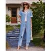 Ekouaer Women Zipper Robes Knit Short Sleeve House Coat Soft Bathrobe Full Length Housecoat Dressing Gown with Pockets(Light Blue)