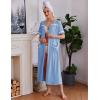 Ekouaer Women Zipper Robes Knit Short Sleeve House Coat Soft Bathrobe Full Length Housecoat Dressing Gown with Pockets(Light Blue)