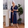 Ekouaer Women Zipper Robes Knit Short Sleeve House Coat Soft Bathrobe Full Length Housecoat Dressing Gown with Pockets(Navy Blue)