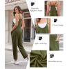 Ekouaer Womens Jumpsuit Sleeveless Casual Summer Overalls Jumpers Spaghetti Strap Baggy Long Pants Rompers with Pockets(Armygreen)