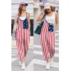 Ekouaer Womens Jumpsuit Sleeveless Casual Summer Overalls Jumpers Spaghetti Strap Baggy Long Pants Rompers with Pockets(Festival American Flag)