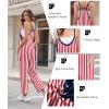 Ekouaer Womens Jumpsuit Sleeveless Casual Summer Overalls Jumpers Spaghetti Strap Baggy Long Pants Rompers with Pockets(Festival American Flag)