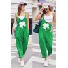 Ekouaer Womens Jumpsuit Sleeveless Casual Summer Overalls Jumpers Spaghetti Strap Baggy Long Pants Rompers with Pockets(Festival St Patrick’s Day)