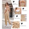 Ekouaer Womens Jumpsuit Sleeveless Casual Summer Overalls Jumpers Spaghetti Strap Baggy Long Pants Rompers with Pockets(Khaki)