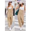 Ekouaer Womens Jumpsuit Sleeveless Casual Summer Overalls Jumpers Spaghetti Strap Baggy Long Pants Rompers with Pockets(Khaki)