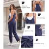 Ekouaer Womens Jumpsuit Sleeveless Casual Summer Overalls Jumpers Spaghetti Strap Baggy Long Pants Rompers with Pockets(Navy Blue)