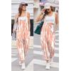 Ekouaer Womens Jumpsuit Sleeveless Casual Summer Overalls Jumpers Spaghetti Strap Baggy Long Pants Rompers with Pockets(Tie-dye Dusty Pink White)