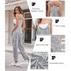 Ekouaer Womens Jumpsuit Sleeveless Casual Summer Overalls Jumpers Spaghetti Strap Baggy Long Pants Rompers with Pockets(White Floral)