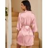 Ekouaer Women’s Lace-Trim Silk Robes Bride Bridesmaid Kimono Satin Bathrobe V Neck Sleepwear with 3/4 Sleeve(Champagne)