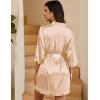 Ekouaer Women’s Lace-Trim Silk Robes Bride Bridesmaid Kimono Satin Bathrobe V Neck Sleepwear with 3/4 Sleeve(Flesh Color)