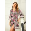 Ekouaer Women’s Lace-Trim Silk Robes Bride Bridesmaid Kimono Satin Bathrobe V Neck Sleepwear with 3/4 Sleeve(Flower Leopard)