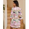Ekouaer Women’s Lace-Trim Silk Robes Bride Bridesmaid Kimono Satin Bathrobe V Neck Sleepwear with 3/4 Sleeve(Pink Tiger)