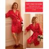 Ekouaer Women’s Lace-Trim Silk Robes Bride Bridesmaid Kimono Satin Bathrobe V Neck Sleepwear with 3/4 Sleeve(Red Teddy)