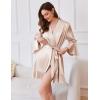 Ekouaer Women’s Satin Robe Short Ruffle Hem Silky Robes Lightweight Kimono Brides Bathrobes Sleepwear XS-XXL(Champagne)