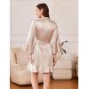 Ekouaer Women’s Satin Robe Short Ruffle Hem Silky Robes Lightweight Kimono Brides Bathrobes Sleepwear XS-XXL(Champagne)