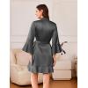 Ekouaer Women’s Satin Robe Short Ruffle Hem Silky Robes Lightweight Kimono Brides Bathrobes Sleepwear XS-XXL(Dark Grey)