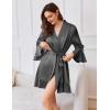Ekouaer Women’s Satin Robe Short Ruffle Hem Silky Robes Lightweight Kimono Brides Bathrobes Sleepwear XS-XXL(Dark Grey)