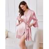 Ekouaer Women’s Satin Robe Short Ruffle Hem Silky Robes Lightweight Kimono Brides Bathrobes Sleepwear XS-XXL(Pink)