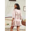 Ekouaer Women’s Satin Robes 3/4 Sleeve Silk Robes Short Kimono Sexy Bride Bathrobes Lace Trim Loungewear with Pockets(Champagne)