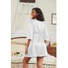 Ekouaer Women’s Satin Robes 3/4 Sleeve Silk Robes Short Kimono Sexy Bride Bathrobes Lace Trim Loungewear with Pockets(White)
