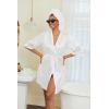 Ekouaer Women’s Satin Robes 3/4 Sleeve Silk Robes Short Kimono Sexy Bride Bathrobes Lace Trim Loungewear with Pockets(White)