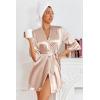 Ekouaer Women’s Satin Robes Silk Kimono Bath Robe Short Ruffled Hem Bride Bridesmaid Sleepwear with Pockets(01champagne)