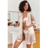 Ekouaer Women’s Satin Robes Silk Kimono Bath Robe Short Ruffled Hem Bride Bridesmaid Sleepwear with Pockets(01champagne)
