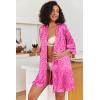 Ekouaer Women’s Satin Robes Silk Kimono Bath Robe Short Ruffled Hem Bride Bridesmaid Sleepwear with Pockets(01hot Pink Leopard)