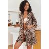 Ekouaer Women’s Satin Robes Silk Kimono Bath Robe Short Ruffled Hem Bride Bridesmaid Sleepwear with Pockets(01leopard)