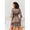 Ekouaer Women’s Satin Robes Silk Kimono Bath Robe Short Ruffled Hem Bride Bridesmaid Sleepwear with Pockets(01leopard)