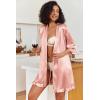 Ekouaer Women’s Satin Robes Silk Kimono Bath Robe Short Ruffled Hem Bride Bridesmaid Sleepwear with Pockets(01misty Rose)