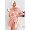 Ekouaer Women’s Satin Robes Silk Kimono Bath Robe Short Ruffled Hem Bride Bridesmaid Sleepwear with Pockets(01misty Rose)