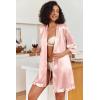Ekouaer Women’s Satin Robes Silk Kimono Bath Robe Short Ruffled Hem Bride Bridesmaid Sleepwear with Pockets(01pastel Pink)