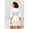 Ekouaer Women’s Satin Robes Silk Kimono Bath Robe Short Ruffled Hem Bride Bridesmaid Sleepwear with Pockets(01white)
