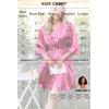 Ekouaer Women’s Satin Robes Silk Kimono Bath Robe Short Ruffled Hem Bride Bridesmaid Sleepwear with Pockets(Hot Pink)