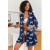 Ekouaer Women’s Satin Robes Silk Kimono Bath Robe Short Ruffled Hem Bride Bridesmaid Sleepwear with Pockets(Navy Zebra)