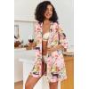 Ekouaer Women’s Satin Robes Silk Kimono Bath Robe Short Ruffled Hem Bride Bridesmaid Sleepwear with Pockets(Pink Tiger)