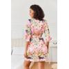 Ekouaer Women’s Satin Robes Silk Kimono Bath Robe Short Ruffled Hem Bride Bridesmaid Sleepwear with Pockets(Pink Tiger)