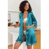 Ekouaer Women’s Satin Robes Silk Kimono Bath Robe Short Ruffled Hem Bride Bridesmaid Sleepwear with Pockets(Teal)