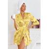 Ekouaer Women’s Satin Robes Silk Kimono Bath Robe Short Ruffled Hem Bride Bridesmaid Sleepwear with Pockets(Teddy Bear)